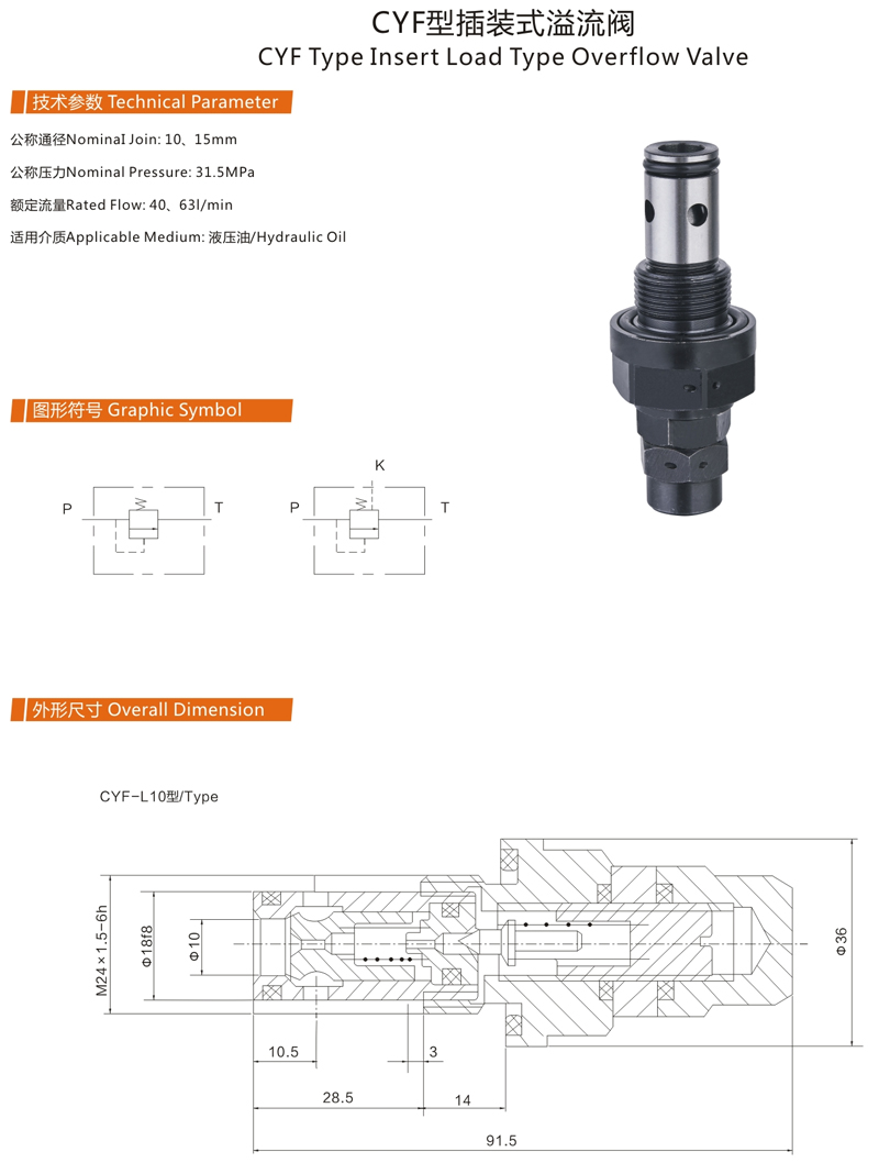 CYF型插裝式溢流閥