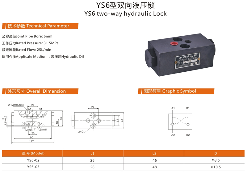 YS6型雙向液壓鎖